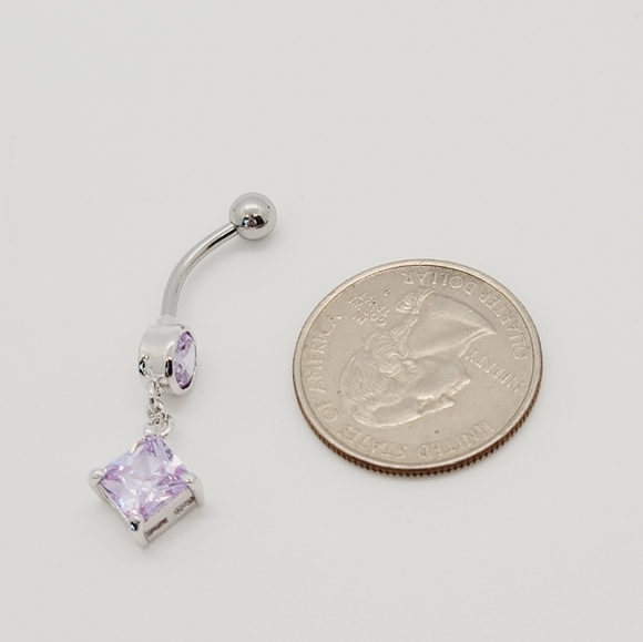 New Sterling Silver CZ Belly Button Navel Ring - Picture 1 of 4